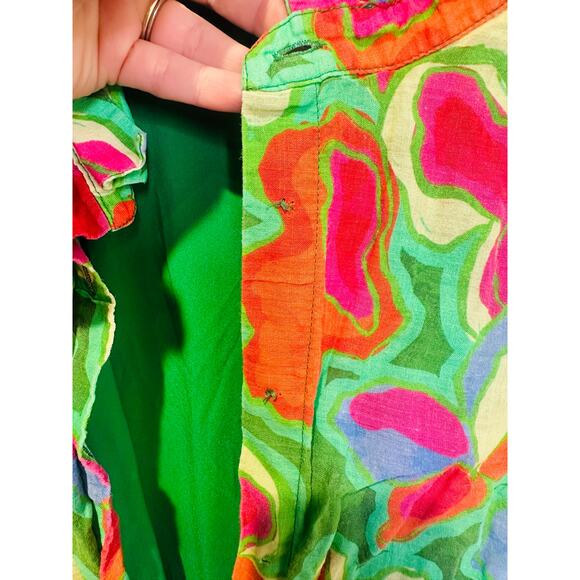 AMANDA UPRICHARD Women's Green Floral Collared Shirt Pierre Midi Dress Size XL - Picture 7 of 12